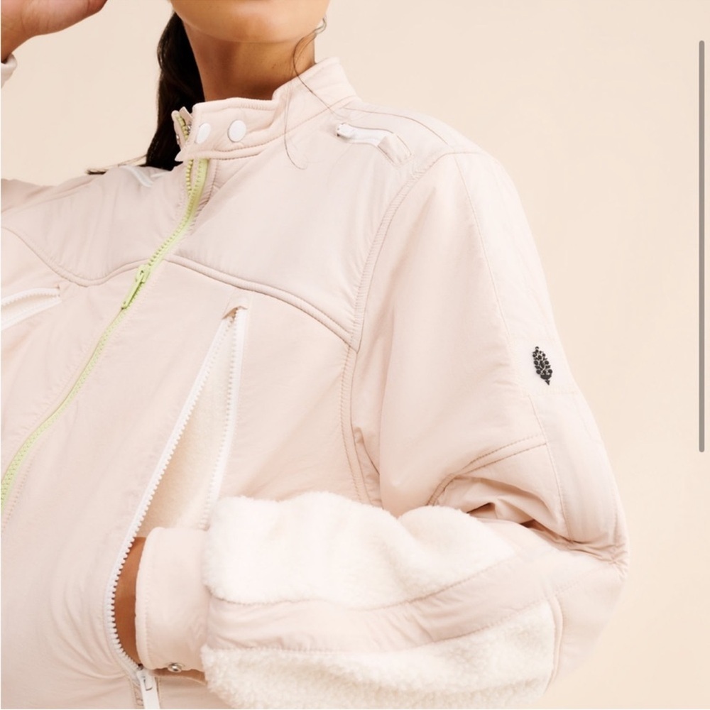 Free People Movement On Your Mark Cream Moto Jacket - Picture 5 of 6